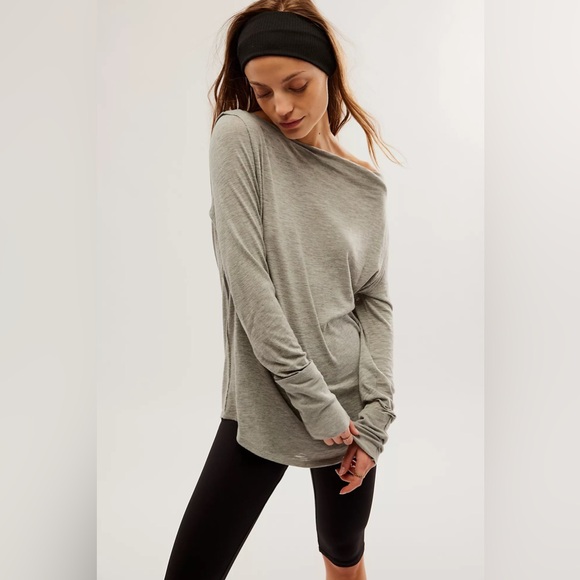 FREE PEOPLE Women’s Kimmi Long Sleeve Top Heather Gray color-SIZE X-Small - Picture 4 of 12